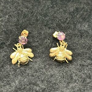 Lavender Queen Bee Gold-Tone Earrings